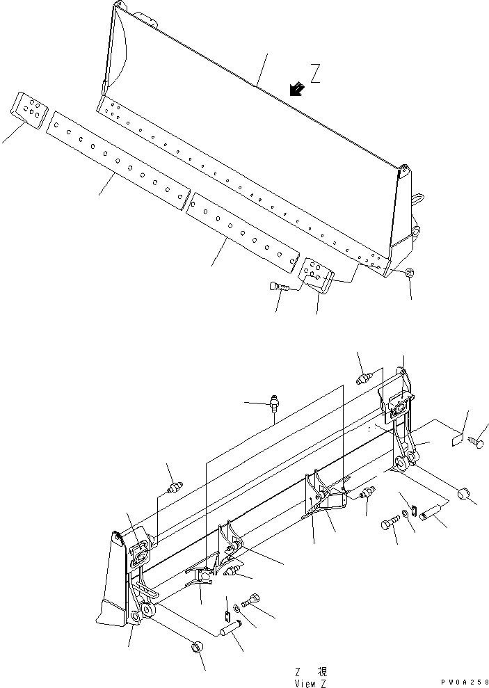 Схема запчастей Komatsu D61PX-15E0-BW - ОТВАЛ (ПРЯМ. ОТВАЛ С ПЕРЕКОСОМ) РАБОЧЕЕ ОБОРУДОВАНИЕ