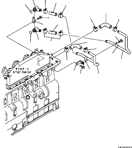 Схема запчастей Komatsu D61PX-15 - ТРУБКИ ПОСЛЕОХЛАДИТЕЛЯ ДВИГАТЕЛЬ]