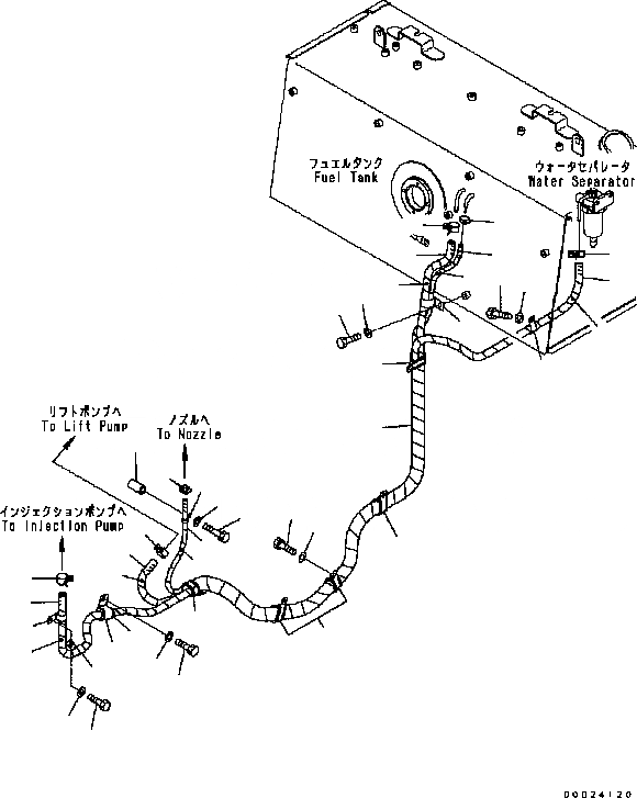 Схема запчастей Komatsu D61PX-15 - ТОПЛИВН. ЛИНИЯ D [ТОПЛИВН. БАК. AND КОМПОНЕНТЫ]