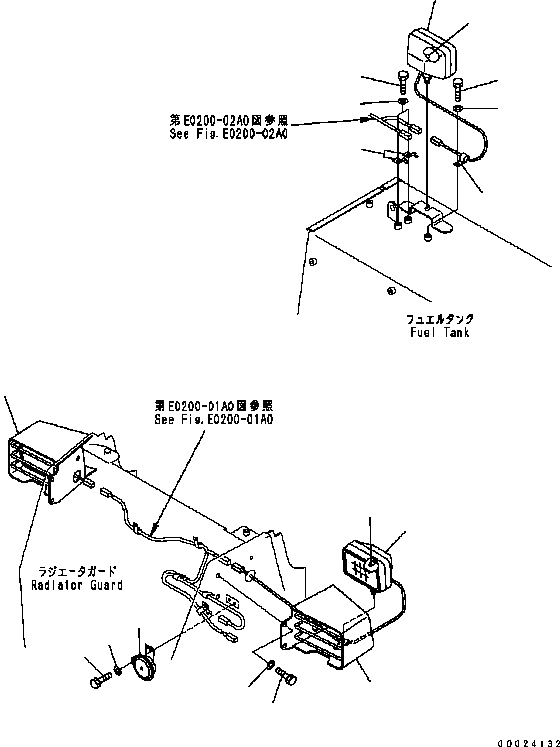 Схема запчастей Komatsu D61PX-15 - ПЕРЕДН. ОСВЕЩЕНИЕ (ДЛЯ ОТВАЛА С ПЕРЕКОСОМ) E [ЭЛЕКТРИКА]