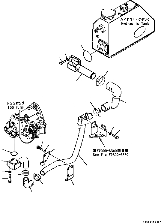 Схема запчастей Komatsu D61PX-15 - ГИДР. НАСОС. ЛИНИЯ (ВСАСЫВ.) H [ГИДРАВЛИКА]