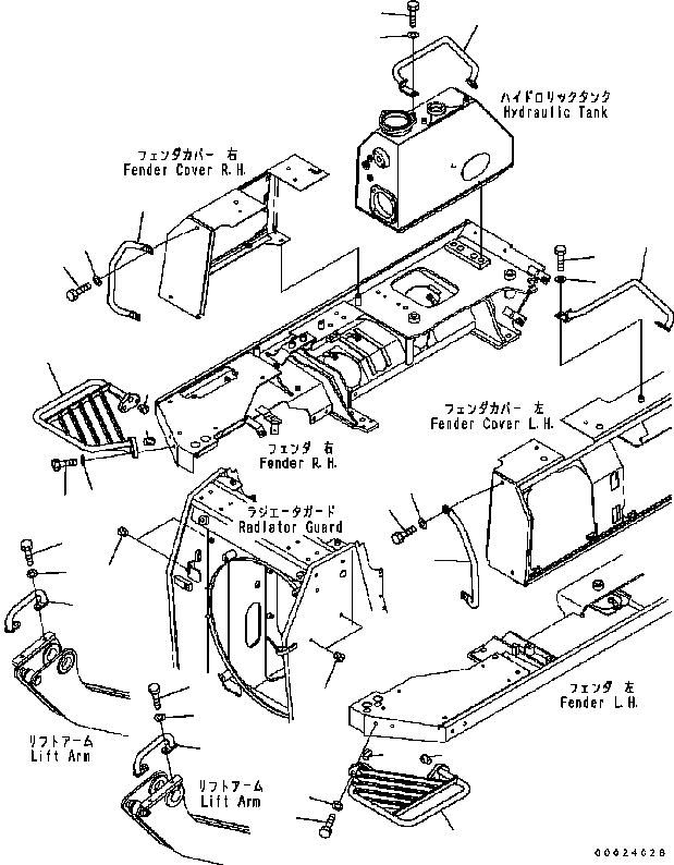 Схема запчастей Komatsu D61PX-15 - ПОРУЧНИ (БЕЗ КАБИНЫ) K [КАБИНА ОПЕРАТОРА И СИСТЕМА УПРАВЛЕНИЯ]