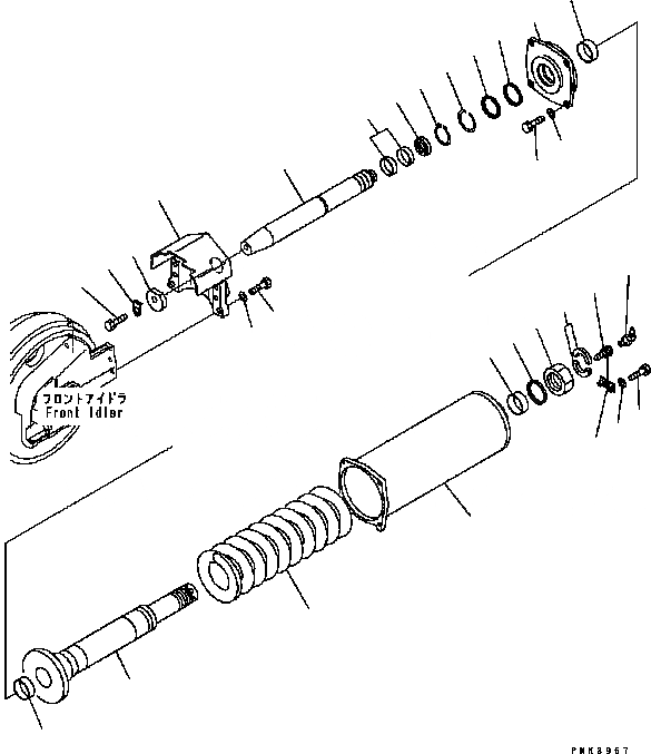 Схема запчастей Komatsu D61PX-15 - ОПОРНЫЙ ЭЛЕМЕНТ ЛЕНИВЦА R [ХОДОВАЯ]