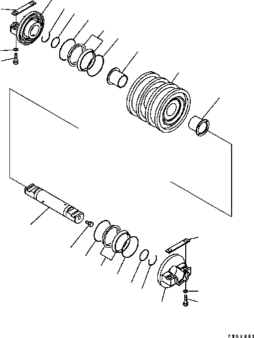 Схема запчастей Komatsu D61PX-15 - ОПОРНЫЙ КАТОК (ДВОЙН.) R [ХОДОВАЯ]