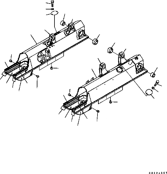 Схема запчастей Komatsu D61PX-15 - ГУСЕНИЧНАЯ РАМА (ДЛЯ ПОВОРОТН. ОТВАЛА С ИЗМ. УГЛОМ DOZER И УДЛИНН. ГУСЕНИЦЫ) R [ХОДОВАЯ]