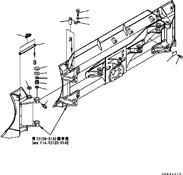 Схема запчастей Komatsu D61PX-15 - ОТВАЛ (ПОВОРОТН. ОТВАЛ С ИЗМ. УГЛОМ DOZER) (M) (ПЛАСТИНА, ПАЛЕЦ И БЛОКИР. ГРУППА) T [РАБОЧЕЕ ОБОРУДОВАНИЕ]