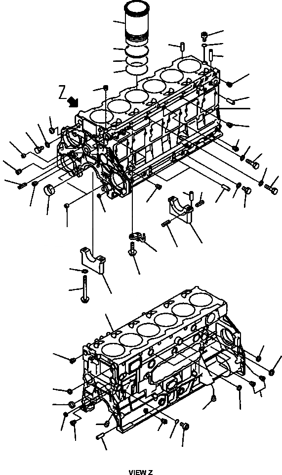 Схема запчастей Komatsu D87E-2 - FIG. A-AB8 БЛОК ЦИЛИНДРОВ ДВИГАТЕЛЬ