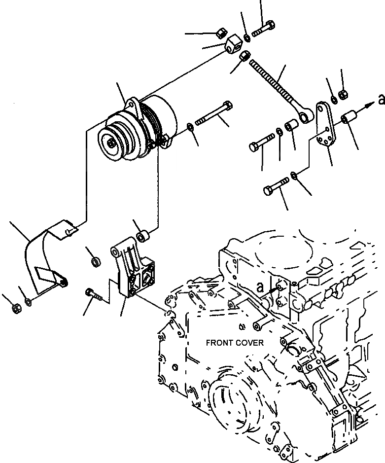 Схема запчастей Komatsu D87E-2 - FIG. A-AS КРЕПЛЕНИЕ ГЕНЕРАТОРА - A ДВИГАТЕЛЬ