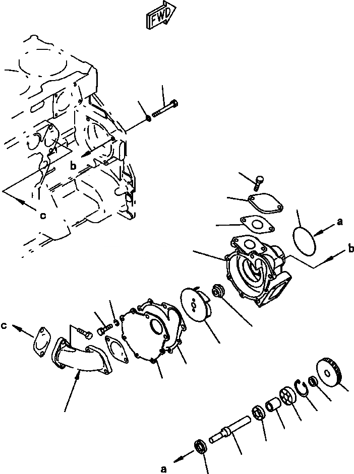 Схема запчастей Komatsu D87P-2 - FIG. A-AJ ВОДЯНАЯ ПОМПА ДВИГАТЕЛЬ