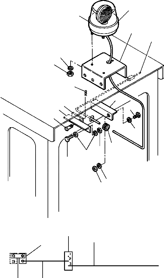 Схема запчастей Komatsu GD530A - ПРОБЛЕСКОВЫЙ МАЯК КРЕПЛЕНИЕ ЭЛЕКТР.