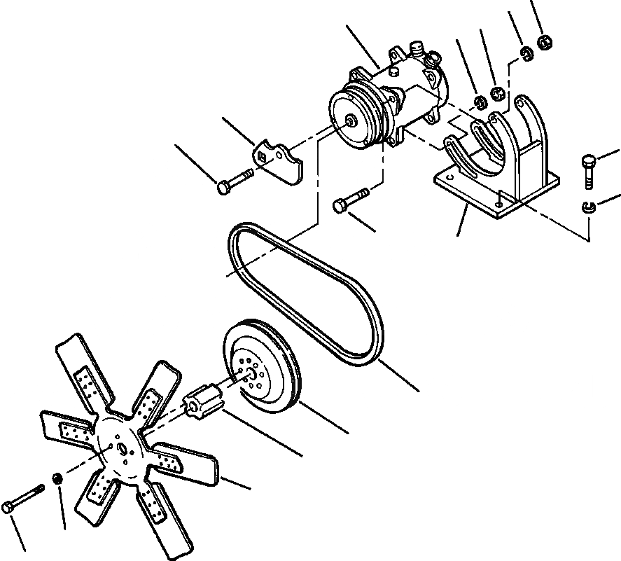Схема запчастей Komatsu GD530A - A/C КОМПРЕССОР КРЕПЛЕНИЕ SUPERSTRUCTURE