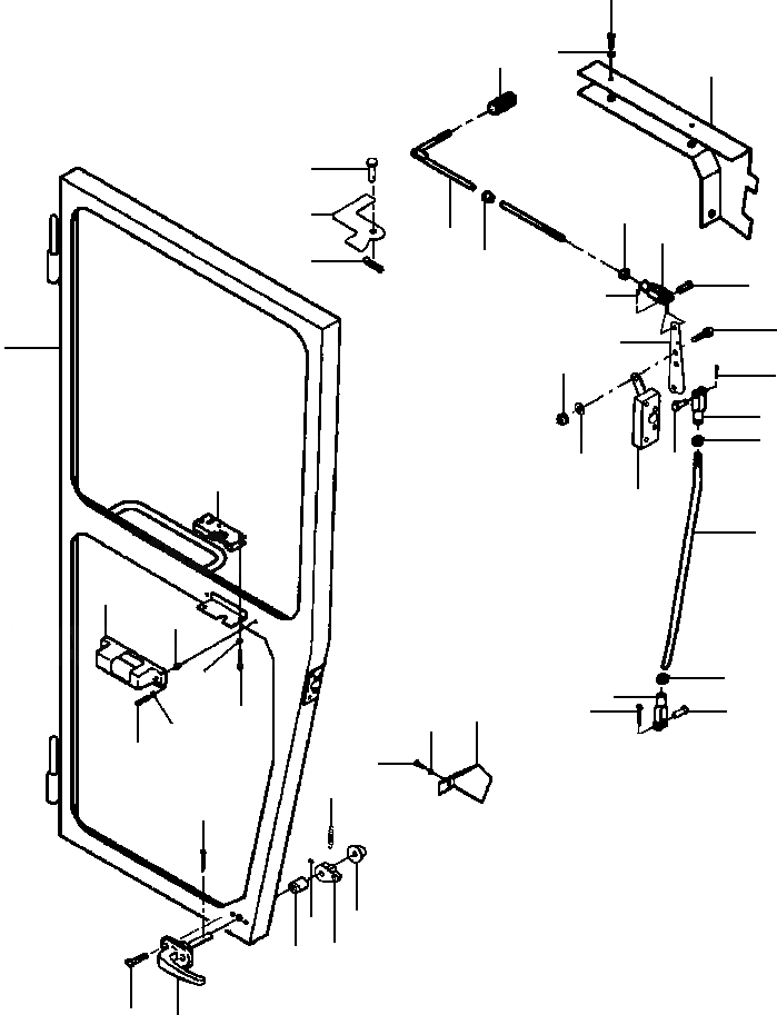 Схема запчастей Komatsu GD530A - НИЗ. PROFILE КАБИНА - ПРАВ. ДВЕРЬ SUPERSTRUCTURE