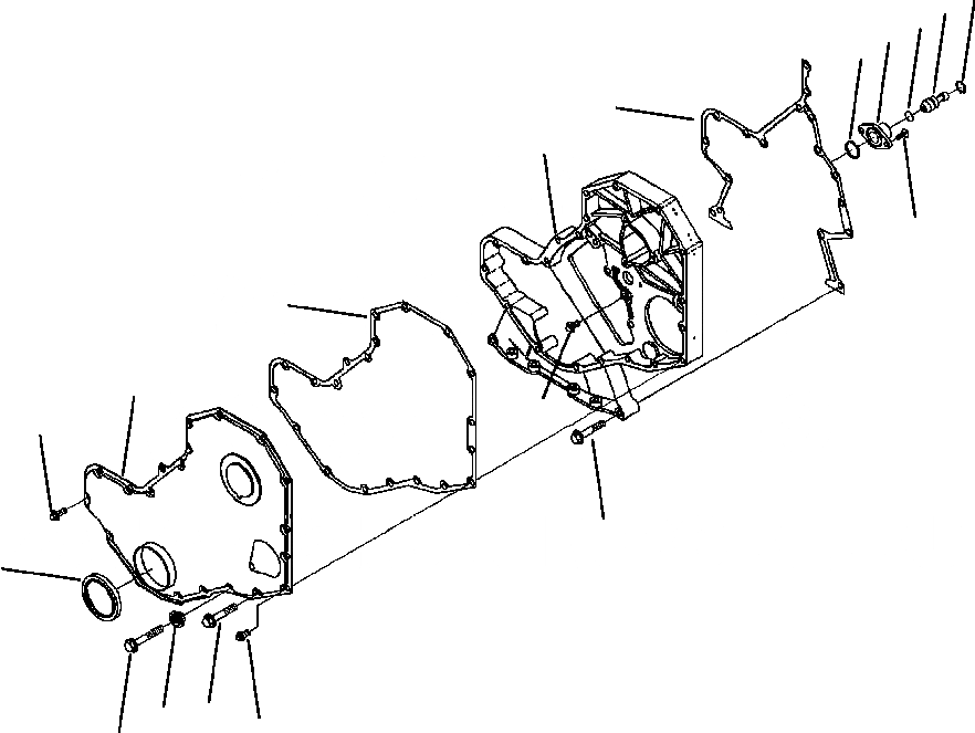 Схема запчастей Komatsu GD530A - ПЕРЕДН. ПРИВОД COVER БЛОК ЦИЛИНДРОВ