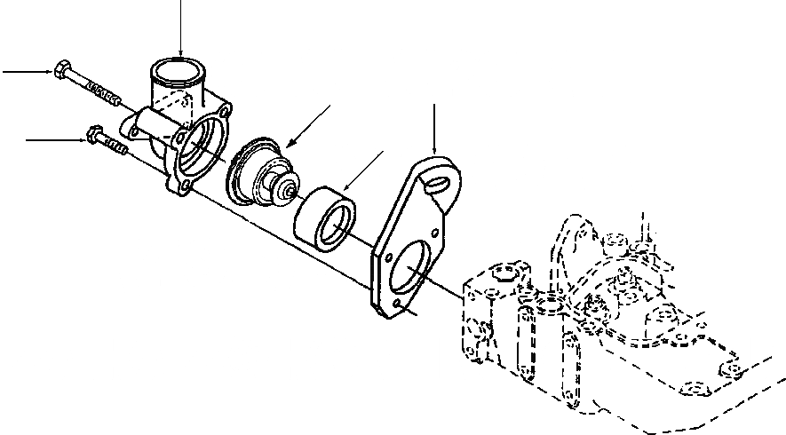 Схема запчастей Komatsu GD530A - ТЕРМОСТАТ & КОЖУХ СИСТЕМА ОХЛАЖДЕНИЯ