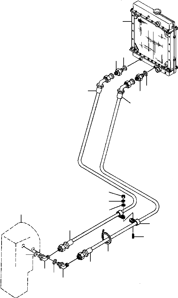 Схема запчастей Komatsu GD530A - CONVERTER МАСЛООХЛАДИТЕЛЬ ЛИНИИ ОХЛАЖД-Е