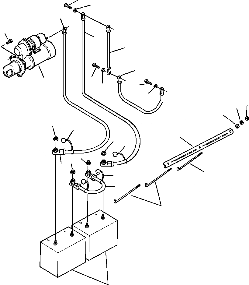 Схема запчастей Komatsu GD530A - АККУМУЛЯТОР И СОЕДИН-ЕS ЭЛЕКТР.