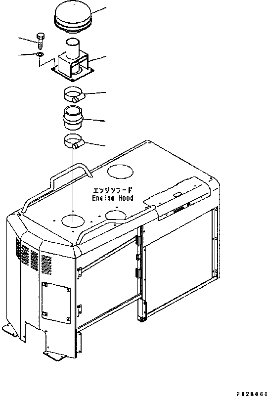Схема запчастей Komatsu GD555-3C - ВПУСК ВОЗДУХА (RAIN КРЫШКА) (С INTAKE EXTENSION) (№B-B) КОМПОНЕНТЫ ДВИГАТЕЛЯ