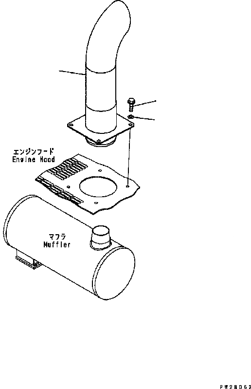 Схема запчастей Komatsu GD555-3C - ВЫПУСКН. СИСТЕМА (ВЫХЛОПНАЯ ТРУБА) КОМПОНЕНТЫ ДВИГАТЕЛЯ