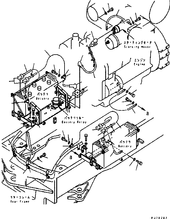 Схема запчастей Komatsu GD555-3C - АККУМУЛЯТОР ЭЛЕКТРОПРОВОДКА ЭЛЕКТРИКА