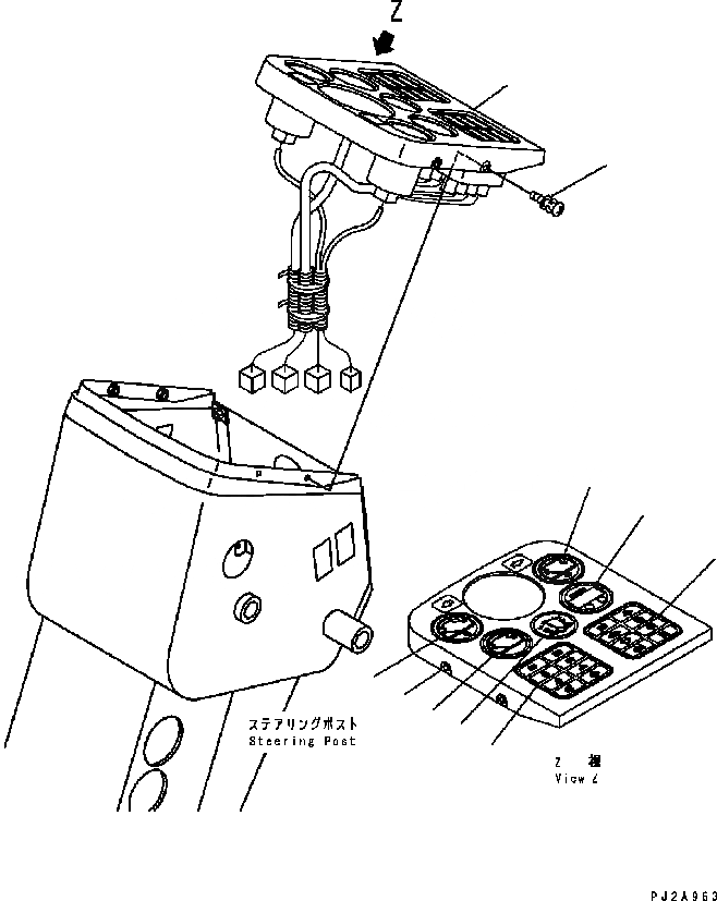 Схема запчастей Komatsu GD555-3C - ПАНЕЛЬ ПРИБОРОВ (С ГИДРОТРАНСФОРМАТОР TEMPERATURE GAUGE) ЭЛЕКТРИКА