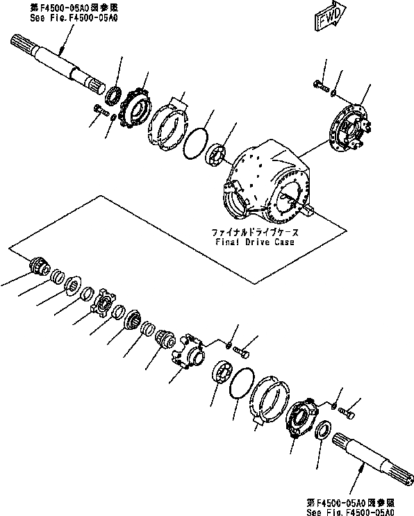 Схема запчастей Komatsu GD555-3C - ЗАДН. МОСТ (КОНЕЧНАЯ ПЕРЕДАЧА) (ДИФФЕРЕНЦ.) (NO SПАЛЕЦ ДИФФЕРЕНЦ.) ТРАНСМИССИЯ