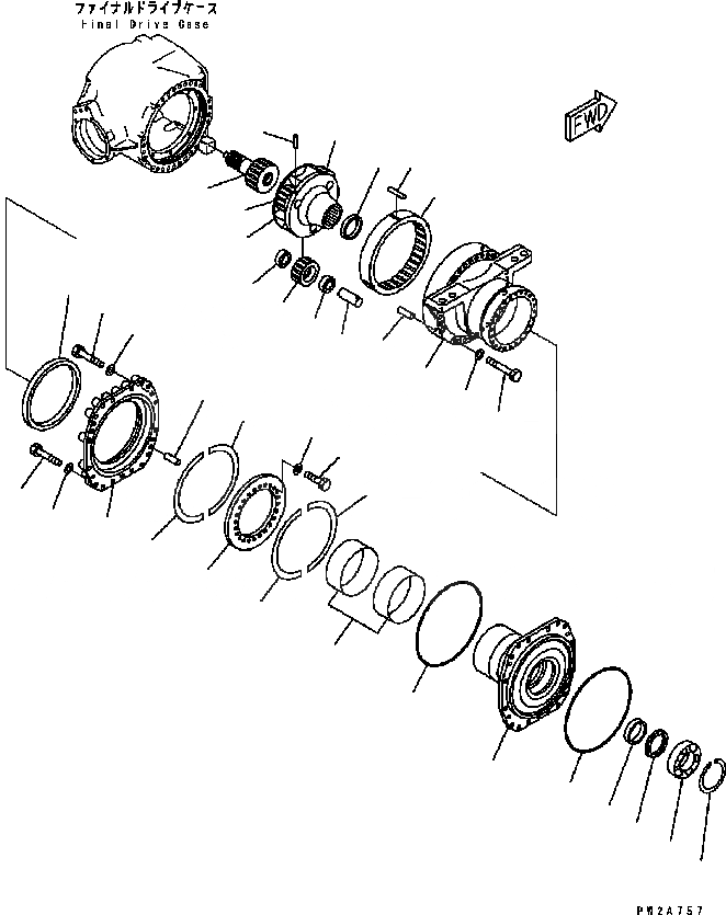 Схема запчастей Komatsu GD555-3C - ЗАДН. МОСТ (КОНЕЧНАЯ ПЕРЕДАЧА) (PLANETARY ПРИВОД) (бЛОК. ДИФФЕРЕНЦИАЛА ТИП) ТРАНСМИССИЯ