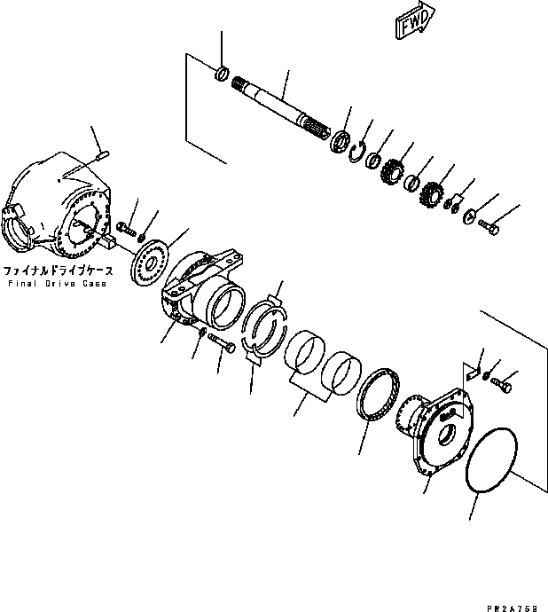 Схема запчастей Komatsu GD555-3C - ЗАДН. МОСТ (КОНЕЧНАЯ ПЕРЕДАЧА) (ГТР ВАЛ) (NO SПАЛЕЦ ДИФФЕРЕНЦ.) ТРАНСМИССИЯ