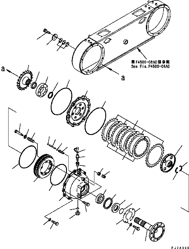 Схема запчастей Komatsu GD555-3C - ЗАДН. МОСТ (СДВОЕНН. ПРИВОД) (ПЕРЕДН. PLANETARY) (NO SПАЛЕЦ ДИФФЕРЕНЦ.) ТРАНСМИССИЯ