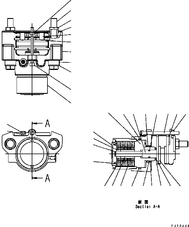 Схема запчастей Komatsu GD555-3C - ЗАДН. МОСТ (ТОРМОЗ. CALIPER) (ВНУТР. ЧАСТИ) ТРАНСМИССИЯ