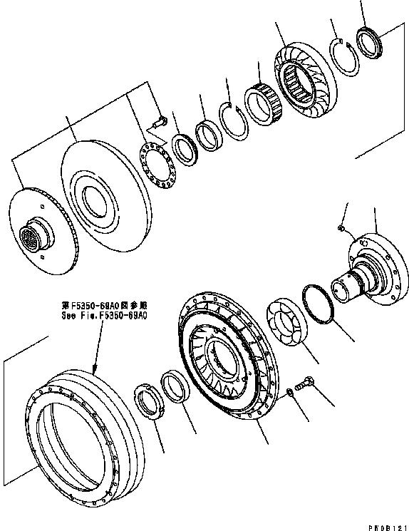 Схема запчастей Komatsu GD555-3C - ГИДРОТРАНСФОРМАТОР (BARE) ТРАНСМИССИЯ