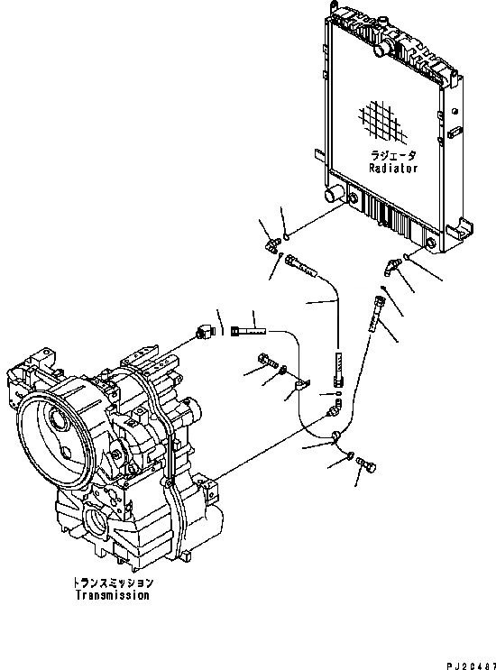 Схема запчастей Komatsu GD555-3C - ГИДРОЛИНИЯ (ОХЛАЖДЕНИЕ ТРАНСМИССИИ) ГИДРАВЛИКА