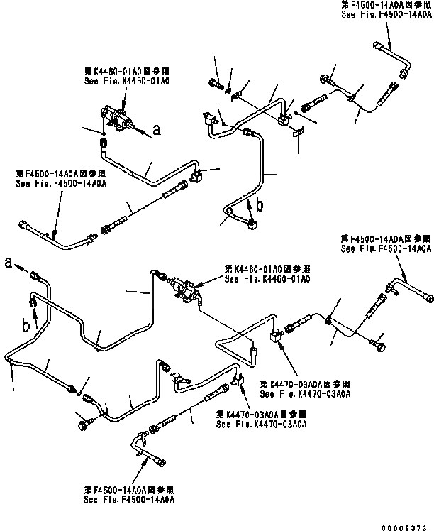 Схема запчастей Komatsu GD555-3C - ПЕДАЛЬ ТОРМОЗА ТРУБЫ (/) КАБИНА ОПЕРАТОРА И СИСТЕМА УПРАВЛЕНИЯ