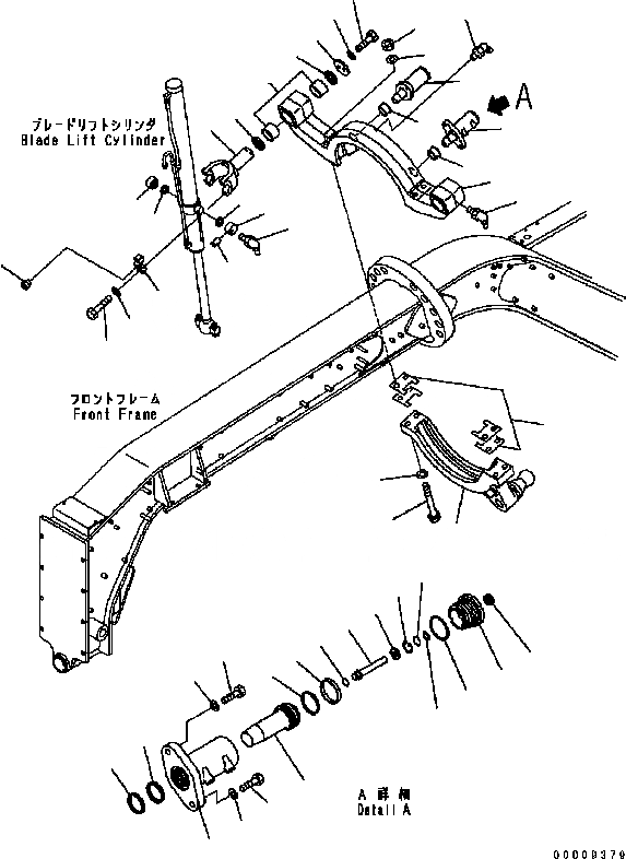 Схема запчастей Komatsu GD555-3C - ПОДЪЕМ ОТВАЛА РАБОЧЕЕ ОБОРУДОВАНИЕ