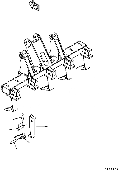 Схема запчастей Komatsu GD555-3C - РЫХЛИТЕЛЬ SHANK (ДОПОЛН. -SHANKS ТИП) (№B-B7) РАБОЧЕЕ ОБОРУДОВАНИЕ