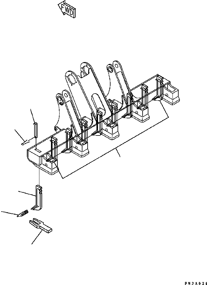 Схема запчастей Komatsu GD555-3C - РЫХЛИТЕЛЬ SHANK ЗУБЬЯ(POINT ЗУБЬЯТИП) РАБОЧЕЕ ОБОРУДОВАНИЕ