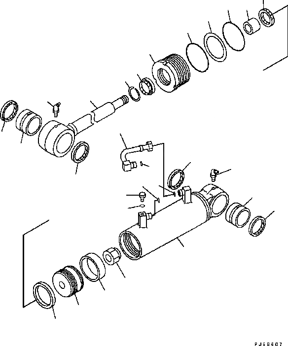 Схема запчастей Komatsu GD555-3C - ЦИЛИНДР НАКЛОНА (ВНУТР. ЧАСТИ) ОСНОВН. КОМПОНЕНТЫ И РЕМКОМПЛЕКТЫ