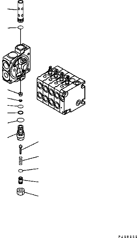 Схема запчастей Komatsu GD555-3C - УПРАВЛЯЮЩ. КЛАПАН (4-Х СЕКЦИОНН.) (/) (R. H.) ОСНОВН. КОМПОНЕНТЫ И РЕМКОМПЛЕКТЫ