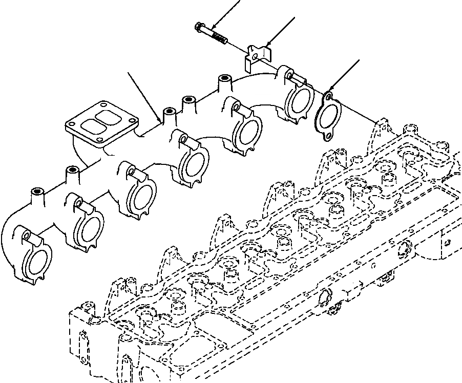 Схема запчастей Komatsu GD650A-1 - ВЫПУСКНОЙ КОЛЛЕКТОР ГОЛОВКА ЦИЛИНДРОВ