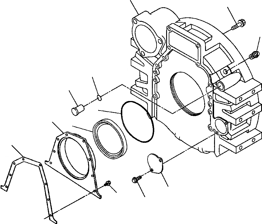 Схема запчастей Komatsu GD650A-1 - КАРТЕР МАХОВИКА КРЕПЛЕНИЕ ДВИГАТЕЛЯ