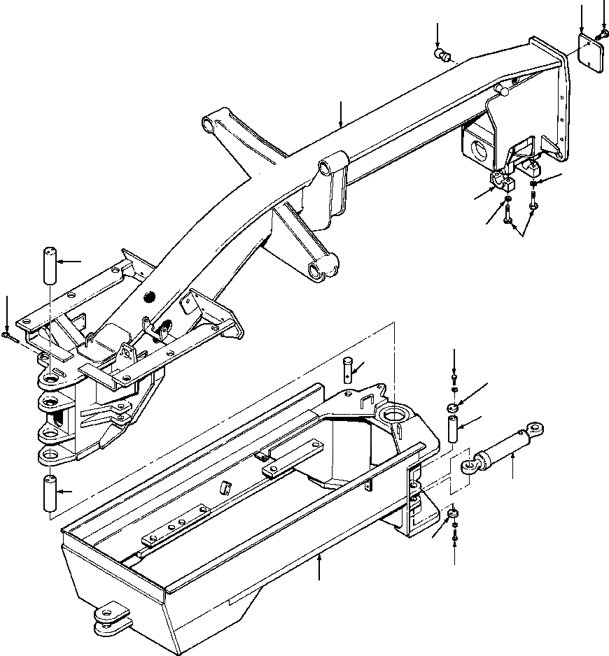 Схема запчастей Komatsu GD650A - ОСНОВН. РАМА ПРАВ. BIASED ОТВАЛ ПОДВЕСКА - A/AW-A РАМА