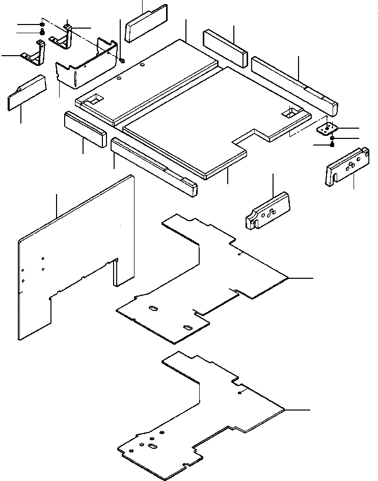 Схема запчастей Komatsu GD650A - КАБИНА SOUND INSULATION & ПОЛ МАТЕРИАЛS НИЗ. PROFILE - GRAY SUPERSTRUCTURE