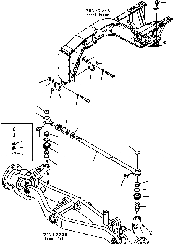 Схема запчастей Komatsu GD655-3C - ПЕРЕДНИЙ МОСТ (ПОПЕРЕЧНАЯ РУЛЕВ. ТЯГА) ТРАНСМИССИЯ