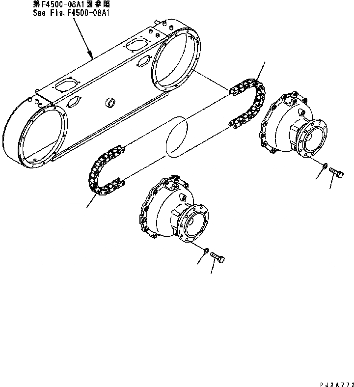 Схема запчастей Komatsu GD655-3C - ЗАДН. МОСТ (СДВОЕНН. ПРИВОД) (ЗВЕЗДОЧКА ЦЕПЬ) (бЛОК. ДИФФЕРЕНЦИАЛА ТИП) ТРАНСМИССИЯ