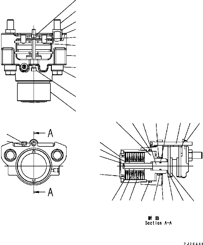 Схема запчастей Komatsu GD655-3C - ЗАДН. ПРИВОД МОСТ (ТОРМОЗ. CALIPER) (ВНУТР. ЧАСТИ) (№B-B) ТРАНСМИССИЯ