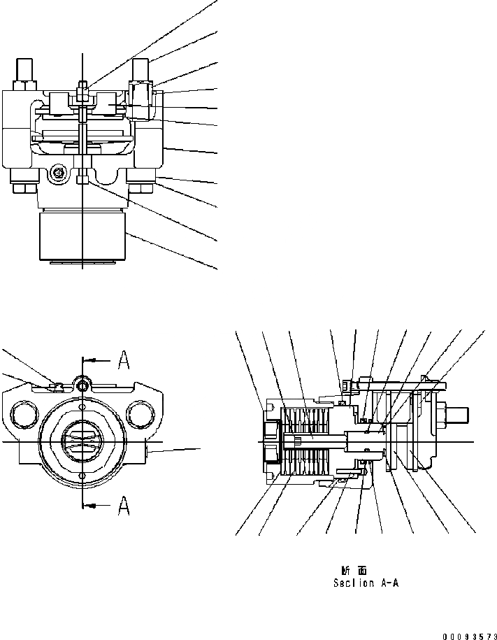 Схема запчастей Komatsu GD655-3C - ЗАДН. ПРИВОД МОСТ (ТОРМОЗ. CALIPER) (ВНУТР. ЧАСТИ) (№B-) ТРАНСМИССИЯ