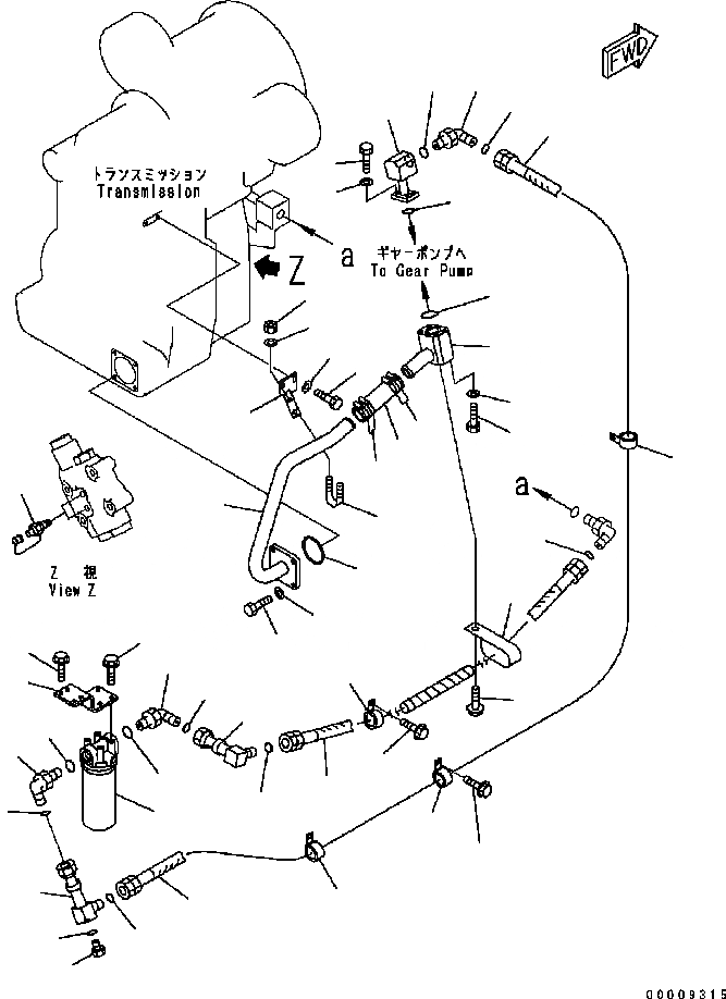 Схема запчастей Komatsu GD655-3C - ГИДРОЛИНИЯ ТРАНСМИССИИ (бЛОК. ДИФФЕРЕНЦИАЛА ТИП) ТРАНСМИССИЯ
