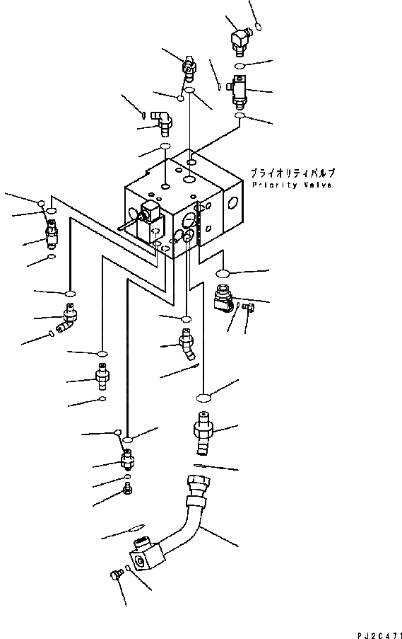 Схема запчастей Komatsu GD655-3C - ГИДРОЛИНИЯ (СОЕДИН-Е¤ ДЛЯ ПРИОРИТЕТН. КЛАПАН¤ /) ГИДРАВЛИКА