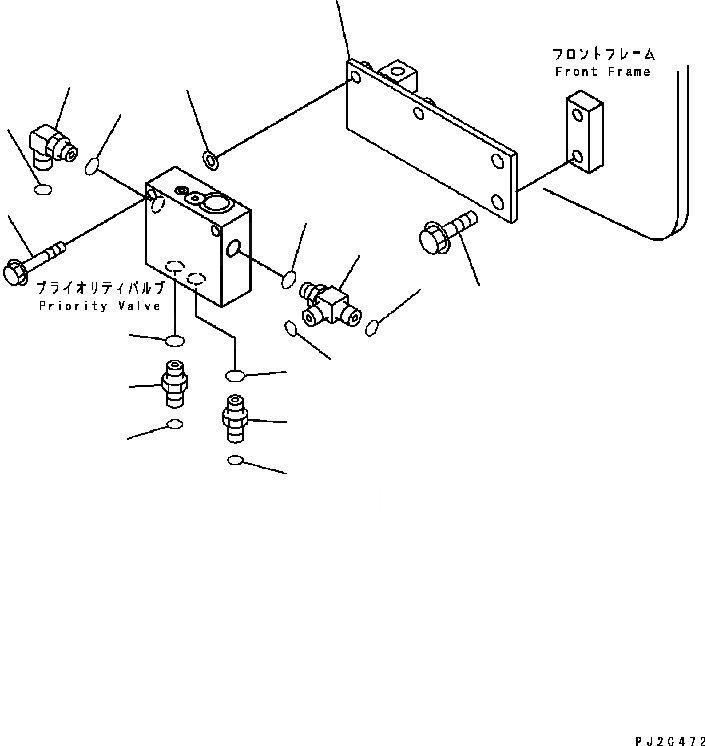Схема запчастей Komatsu GD655-3C - ГИДРОЛИНИЯ (СОЕДИН-Е¤ ДЛЯ ПРИОРИТЕТН. КЛАПАН¤ /) ГИДРАВЛИКА