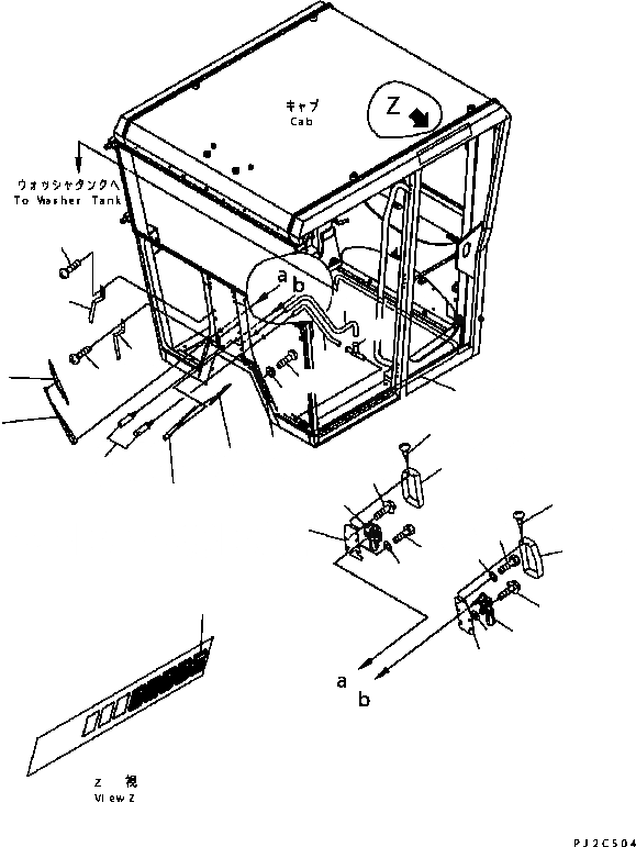 Схема запчастей Komatsu GD655-3C - КАБИНА (ПЕРЕДН. НИЖН. ДВОРНИКИ) КАБИНА ОПЕРАТОРА И СИСТЕМА УПРАВЛЕНИЯ