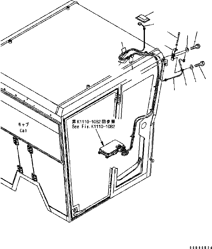 Схема запчастей Komatsu GD655-3C - КАБИНА (АНТЕННА) (KOMTRAX) КАБИНА ОПЕРАТОРА И СИСТЕМА УПРАВЛЕНИЯ